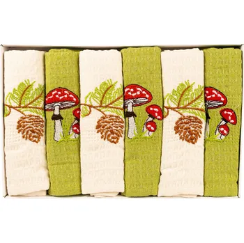 Utěrka Aaryans Dárková sada vaflových utěrek 6 ks Muchomůrka