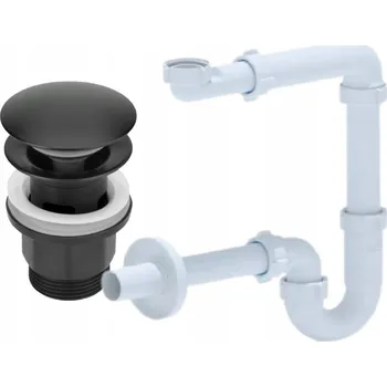 Sifon Zátka s přepadem klik-klak kulatý Hydro-Era černá