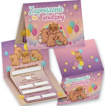 Pozvánka NAROZENINOVÁ POZVÁNKA KAPYBARA DUHA HLODAVEC POZVÁNKA NA OSLAVU