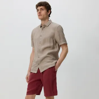 Pánské kalhoty Reserved - Lněné šortky jogger - měděná - 164EG-28X - 164EG-28X-XL