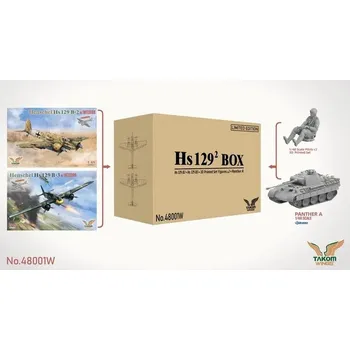 Plastikový model Takom 1/48 Hs129² BOX Hs129B2 + Hs129B3 + Figuren + PantherA