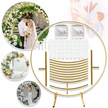 Obraz STOJAN / RÁM NA BALÓNKY KOVOVÝ ZLATÝ KULATÝ STOJAN NA POZADÍ