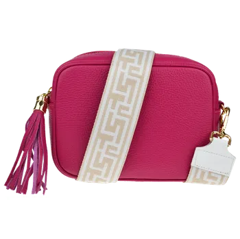 NovaKabelka.cz Kožená italská crossbody kabelka Bala Fuxia s přídavným popruhem IX