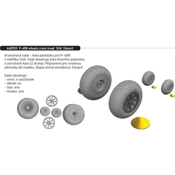 Plastikový model Eduard 1/48 P-40N wheels cross tread (EDUARD)
