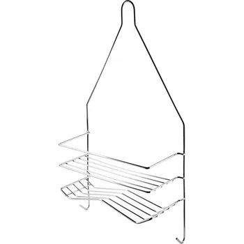 police Stříbrná kovová koupelnová polička se 2 policemi, závěsná, 25x9x45,5 cm