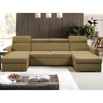 Sedací souprava Sedací souprava Mistic, žluto-hnědá látka, tvar U