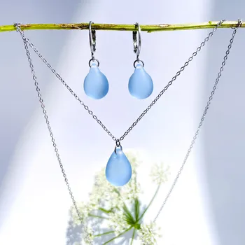 Náhrdelník Šperky z pravého českého skla - Sada Zazáři u moře