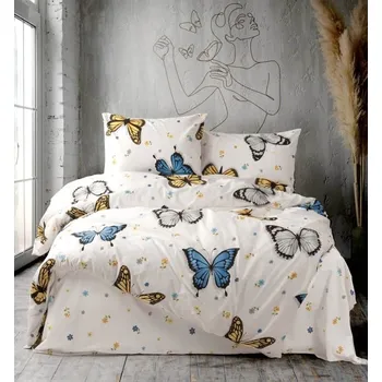 Povlečení Povlečení bavlněné Motýli barevné 200x140cm+90x70cm TiaHome
