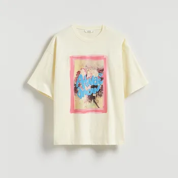 Dámské tričko Reserved - Tričko s potiskem - světle žlutá - 247HS-10X - 247HS-10X-ONE