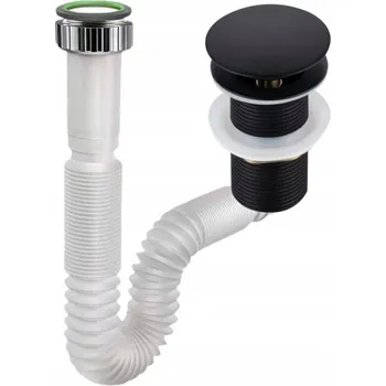 Sifon Umyvadlový sifon roztažitelný + zátka klik klak bez přepadu černá