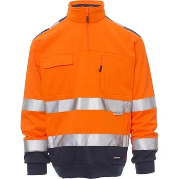 Pánská mikina Payperwear Pánská mikina Vision s reflexními pruhy 3M Barva: oranžová fluo - modrá námořní, Velikost: 4XL