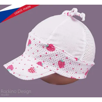 Kojenecké oblečení ROCKINO Letní dívčí čepice bílá, jahůdky Varianta: 40cm