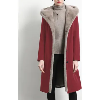 Dámský kabát Dámský luxusní zimní kabát s hřejivou podšívkou Barva: Červená, Velikost: 3XL