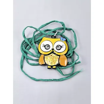 Náhrdelník Náhrdelník Sova žlutá na hedvábné šňůrce