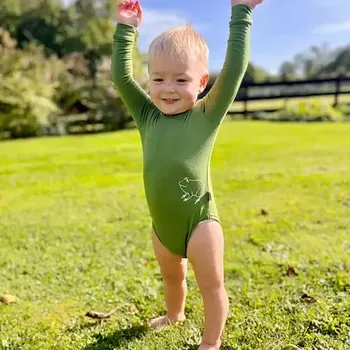 Dětské rostoucí merino body Tarua dlouhý rukáv - mechové s žabkou velikost 62-68
