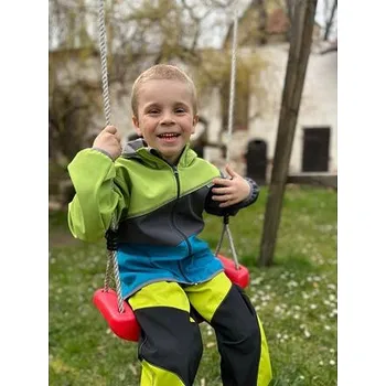 Chlapecká bunda Dětská softshellová bunda Fantom trojbarevná tmavě tyrkysovo šedo limetková velikost 140