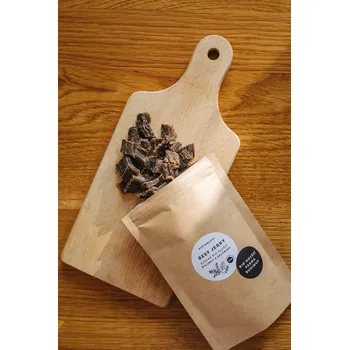 Sušená potravina KVĚTOMLUVA BEEF JERKY - BIO HOVĚZÍ BYLINKY A ZELENINA hmotnost: 25 g