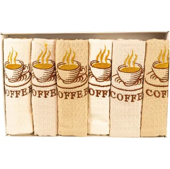 Utěrka Aaryans Dárková sada vaflových utěrek 6 ks Káva 40 x 60 cm hnědá 6