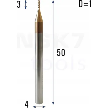 Vrták Stopková fréza (válcová), čelní HUHAO průměr 1 mm VHM 55 °