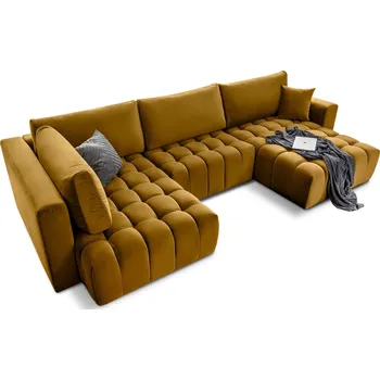 Sedací souprava Rohová rozkládací sedací souprava BONITO 350 cm Loco 45 žlutá pravá