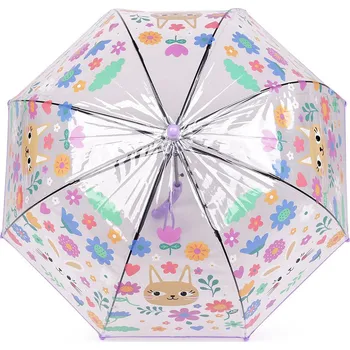 Deštník Dětský průhledný vystřelovací deštník Varianta: 2 fialová sv., Balení: 1 ks