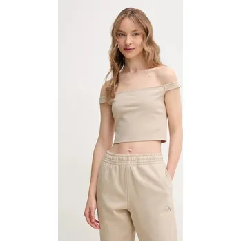 Top Calvin Klein Jeans hnědá barva, J20J225542 80X, vel. XS