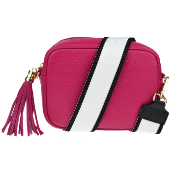 NovaKabelka.cz Kožená italská crossbody kabelka Bala Fuxia s přídavným popruhem VIII