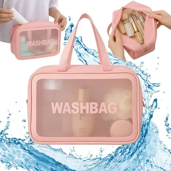 Kosmetická taška CESTOVNÍ VODĚODOLNÁ KOSMETICKÁ TAŠKA DO KUFRU RŮŽOVÁ VELKÁ