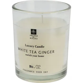 Svíčka Dekorativní parafinová svíčka Bílá čaj zázvor H&L 1 ks