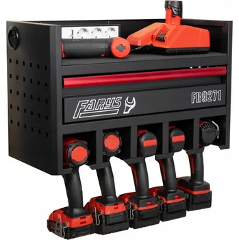 skříňka nástěnná s policí a zásuvkou na elektrické a akumulátorové nářadí - 108-FR9271