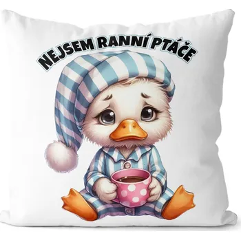 Dekorativní polštářek Polštář 40 x 40 cm - Nejsem ranní ptáče