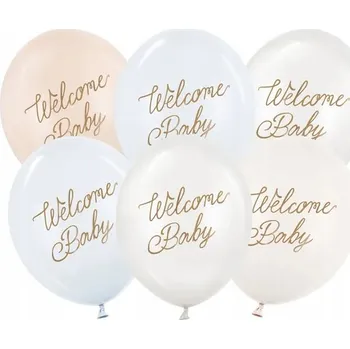 Balónek Balónky "Welcome Baby" - modro-bílá směs, PartyDeco, 12", 6 ks