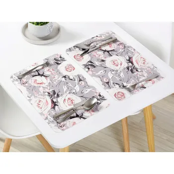 prostírání Dreamy Linens Prostírání teflonové, šedé Čajové růže Rozměry: 30 x 40 cm Dreamy Linens
