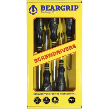 Šroubovák Beargrip šroubováky ploché PL4 - PL6,5, křížové PZ1 - PZ2, sada 5 dílů, 730 - 111-31904