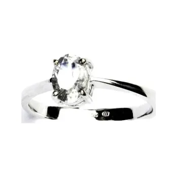 Drahý kámen Zlatý prsten, bílé i žluté zlato, přírodní křišťál 7x5 mm - T 1246