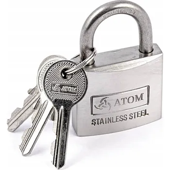 Visací zámek VISACÍ ZÁMEK S OBLOUKEM ATOM NEREZOVÁ OCEL KYSELINOVZDORNÁ PEVNÝ 30MM 3 KLÍČE