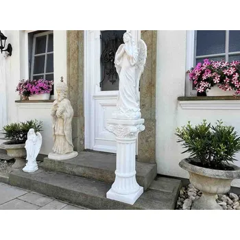 Zahradní dekorace ZahradniDekorace socha anděla s klidným pohledem, bílý mramor, výška 81 cm, 50 kg