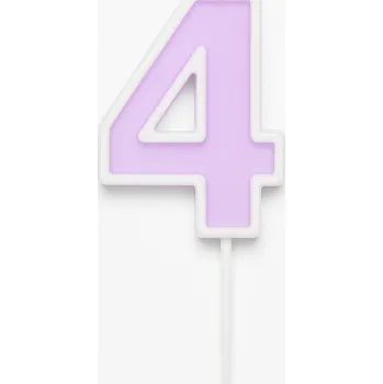 Dortová svíčka Svíčka ČÍSLICE 4 fialová pastelová - svíčky dort narozeninové číslice 4 cm