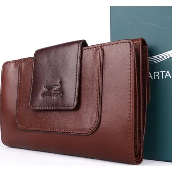 Peněženka Dámská luxusní kožená peněženka Marta Ponti no. B506 hnědo-tmavěhnědá