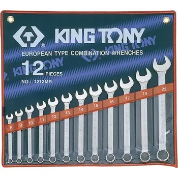 Klíč King Tony SADA OČKO-PLOCHÝCH KLÍČŮ 12 ks, 8 - 22 mm, V POUZDRO 1212MR
