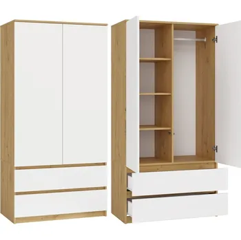 Šatní skříň Šatní skříň MALWA I 90 cm dub artisan/bílá