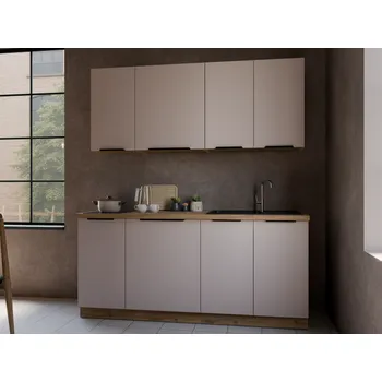 Kuchyňská linka Kuchyňská linka Solea, sestava F, 180 x 215cm, kašmír/dub artisan