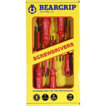 Šroubovák Beargrip šroubováky ploché PL3 - PL5,5, křížové PH1 - PH2, VDE do 1000 V, sada 5 dílů, 726 - 111-31913
