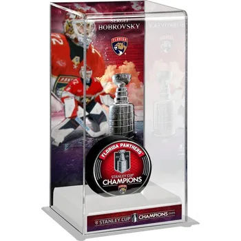 Puk Fanatics Vitrína na puk (bez puku) Sergei Bobrovsky #72 Florida Panthers NHL 2025 Stanley Cup Champions Logo Deluxe Tall Hockey Puck Case