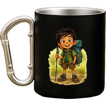 Coolkousky Plechový hrnek černý s karabinou - dobrodružství začíná II