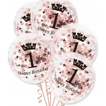 Party dekorace Balónek 1 Ks růžové konfety narozeniny rok 1