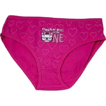 Dívčí oblečení FANNIFEN DÍVČÍ KALHOTKY S KOČKOU A SRDÍČKY BAVLNĚNÉ Barva: Tmavě růžová, Velikost: 140/146