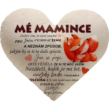Dekorativní polštářek Polštářek srdcový 40x36cm - Mé mamince - lišky