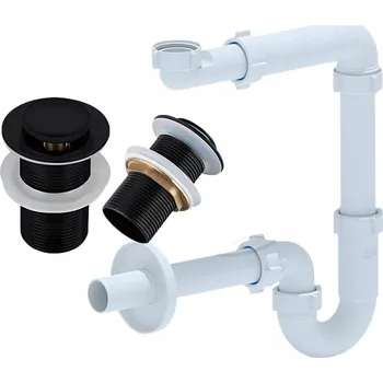 Sifon Sifon k umyvadlu nástěnný prostorově úsporný + zátka klik-klak Černá Matná