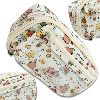 Penál Školní Penál Pouzdro Rozkládací Dvoukomorový Kapybara Kosmetická Taštička Velký